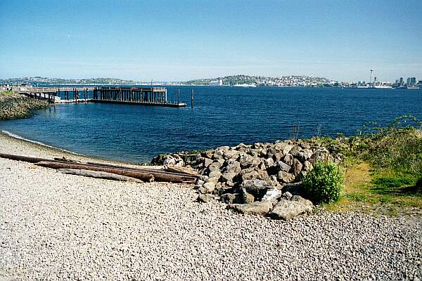 The beach is mostly gravel, so it's an easy trek to the water's edge.