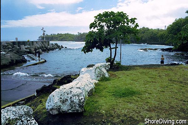 The boat ramp to the left offers a very easy entry.  Only attempt this dive after talking to a dive shop about the local conditions.  It is best to dive with a guide if you have never dived here before.