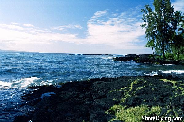 This is the rugged coast line you'll explore.  The entry is back to the right.