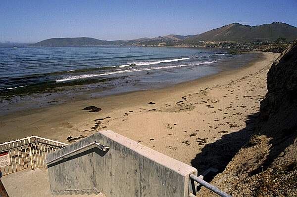 To the right is a good expanse of beach.