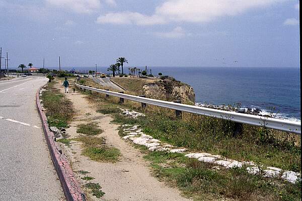 Once you reach the ocean, take this road heading down the cliff into the Royal Palms State Beach.