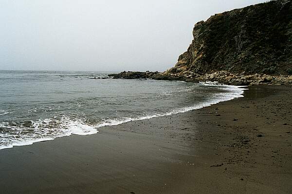 Sand beach and protected cove make for an easy entry.