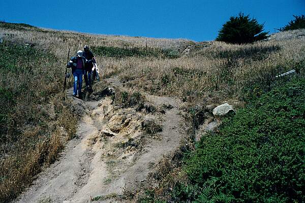 Check out the trail conditions before putting your gear on.  You may want to carry it down a piece at a time.