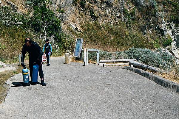 You can drive your equipment down to the small cove area, which would otherwise be a healthy hike.