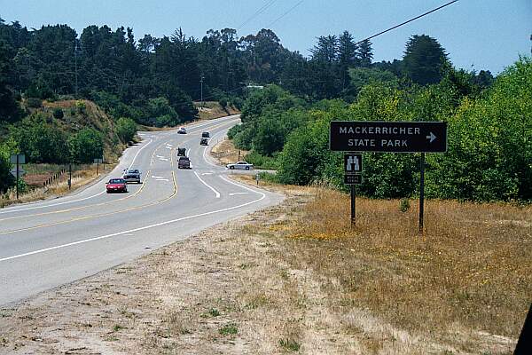 Looking South, the entrance is well-marked.