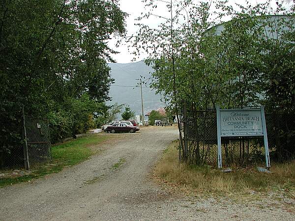 Drive beyond the white building, and then take a sharp left into the Britannia Beach Community Dock.