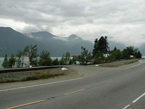 With the Old Customs House in the background, drive over these tracks and then take a sharp right.