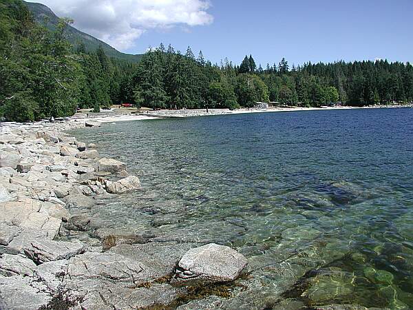 The boat launch and beach are in the background.