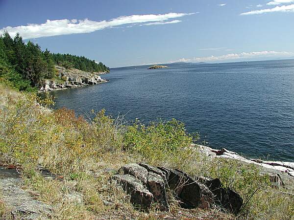 Sit for awhile at the picnic table on this bluff, and soak in the beauty.  The trail to the water is just to the left.