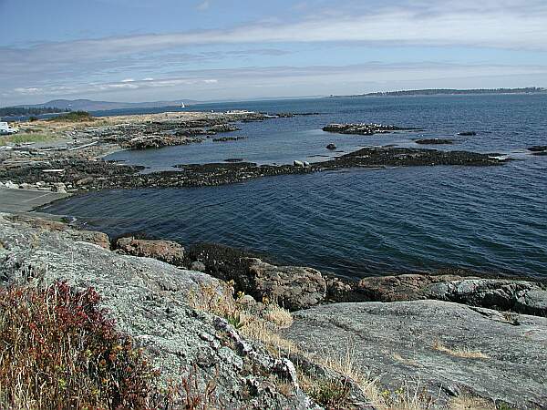 The boat ramp is to the left.