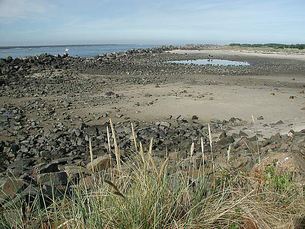 With the jetty in the background, this is the condition at low tide.