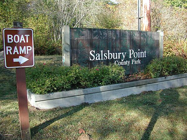 Within a half a mile, turn right into Salsbury Point County Park.