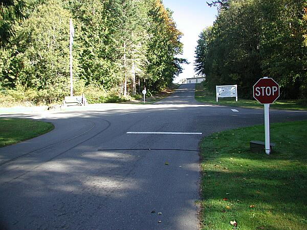 Upon entrance into the park, take a right at the first stop sign.