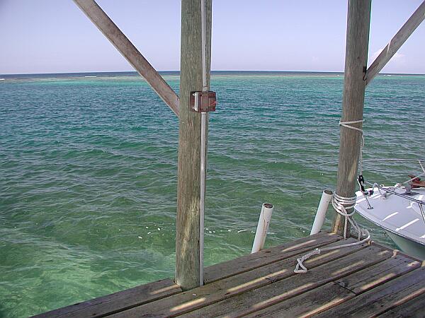 A giant stride into the crystal clear water, and you're just minutes away from some great diving.  The ladder offers and easy return to the dock.