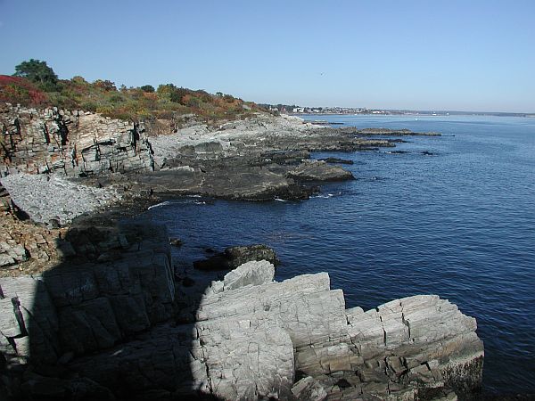 Looking down into the cove, you can see the steep trail on the other side.