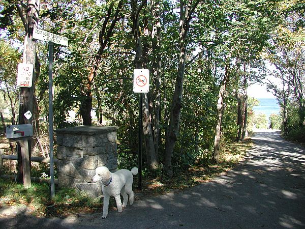 This walk way is easy to miss, so keep your eyes open.  You'll have a 150 yard hike down to the water.