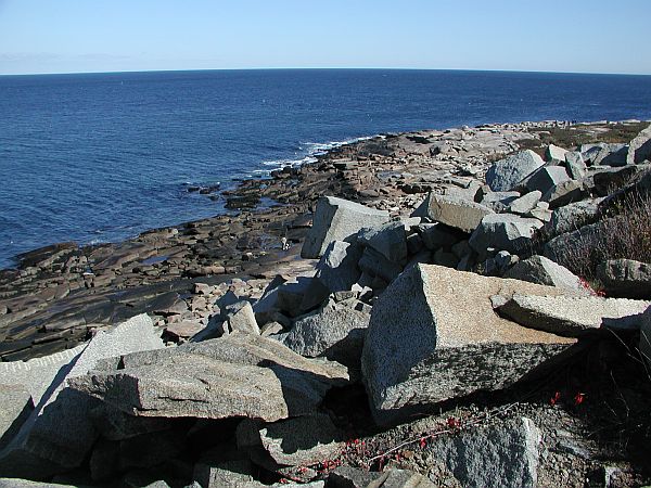 This is a view from the Overlook.  The dive entry is the small cove in the rocky coast line.