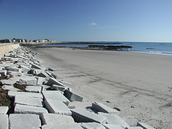 Your destination is the rocky area in the background